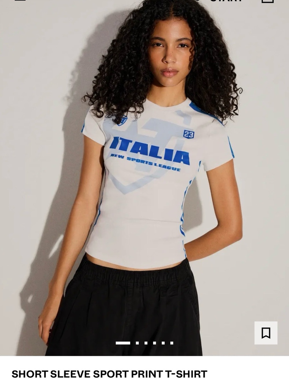 Bershka White T-Shirt with Blue 'Italia' Sport Print - Picture 2 of 6